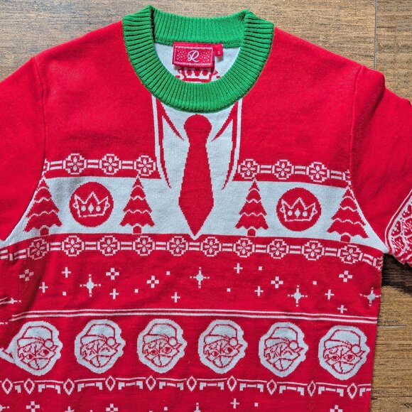 Revolt red/green/white Christmas Ugly Sweater, Sz S, Fits to 38" chest, Unworn - Picture 10 of 12